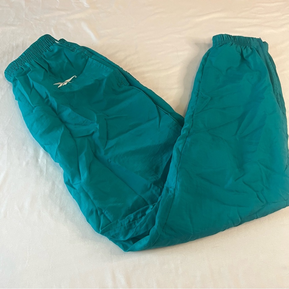 Vintage Reebok Teal Track Pants with zipper detail Size Large